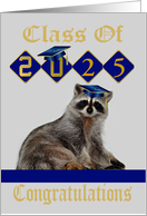 Congratulations on Graduation Custom Year 2025 Raccoon in a Blue card