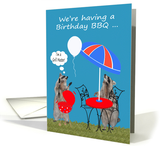 Invitation to Birthday Barbecue, general, Raccoons ready... (941481)