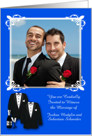 Invitations, Gay Wedding, custom name photo card, two tuxedos card