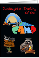 Thinking Of You Goddaughter At Summer Camp with Raccoons Camping card