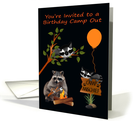 Invitations, Birthday Camp Out, general, Raccoon toasting... (943161)