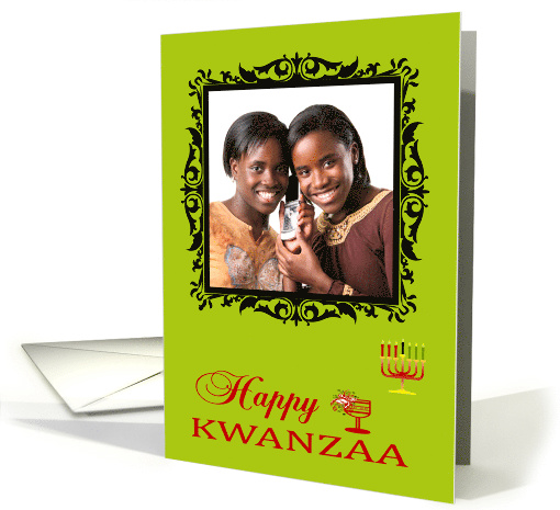 Kwanzaa, Photo Card, general, kinara with seven candles on green card