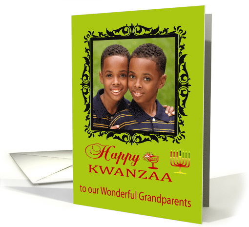 Kwanzaa, Photo Card to Grandparents, kinara with seven candles card