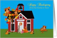 Thanksgiving from Our Family to Yours, Raccoon and Pomeranian card