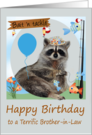 Birthday to Brother in Law with a Raccoon Holding a Line of Fish card