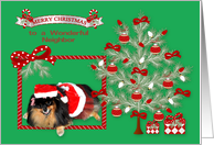 Christmas to Neighbor, Pomeranian wearing Mrs. Santa Claus Suit card