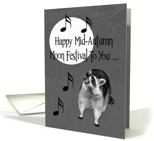 Chinese Mid-Autumn Moon Festival, Raccoon singing card (963817)