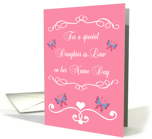 Name Day to Daughter-in-Law, colorful butterflies on a... (965543)