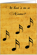 Name Day, general, Black musical notes on vintage sheet music card