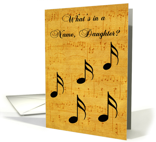 Name Day to Daughter, Musical notes on a vintage sheet of music card