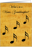 Name Day to Granddaughter, Musical notes on vintage sheet music card