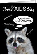 World AIDS Day, general, a cute raccoon giving a raspberry card