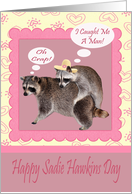 Sadie Hawkins Day, Girl raccoon catching a male raccoon card