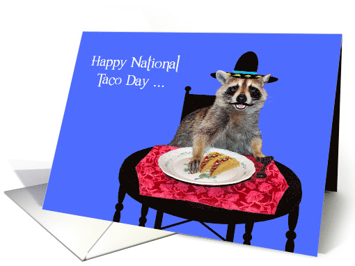 National Taco Day, general, Raccoon with mustache wearing... (968105)