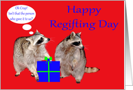 Regifting Day, Raccoons getting ready to regift card