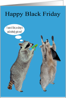 Black Friday, Raccoon holding a water gun against another with laptop card