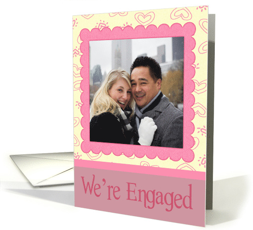 We're Engaged Photo Card, Pink hearts card (971061)