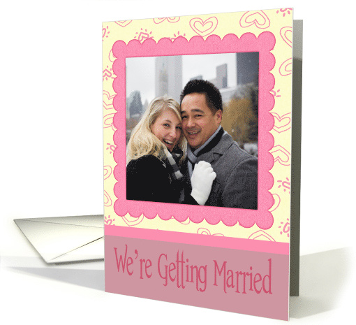 We're Getting Married Photo Card, Pink hearts card (971067)