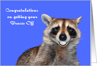 Congratulations on Getting Your Braces Off with a Smiling Raccoon card