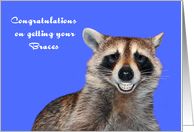 Congratulations on Getting Braces Raccoon Smiling with Braces card