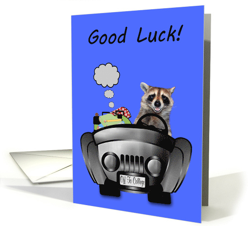 Off to College Good Luck Card with a Smiling Raccoon... (972933)