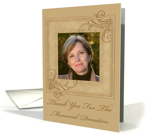 Thank You For Memorial Donation Photo Card, elegant frame card