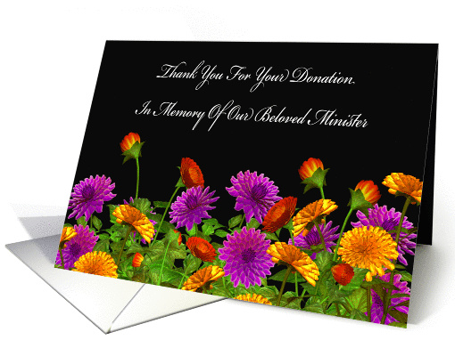Thank You For Memorial Donation For Our Minister card (978809)