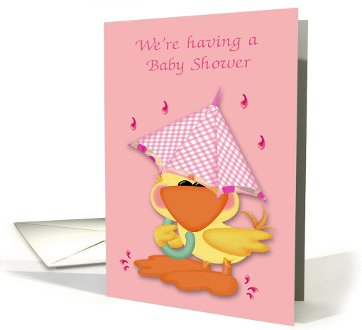 Invitations, Baby Shower, It's A Girl, baby duck with... (981505)