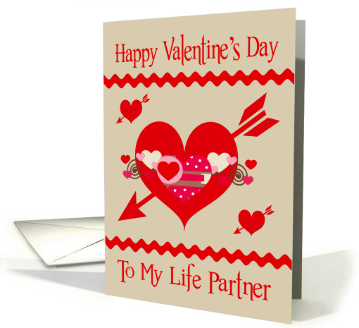 Valentine's Day To Life Partner, red hearts card (985405)