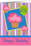 46th Birthday, Cupcakes with a balloon card