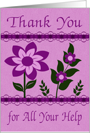 Thank You for All Your Help with Dark Purple Flowers and Leaves card