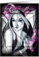 Monochrome & Pink Faery card