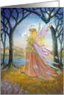 Peace - Butterfly fairy with white dove in a moonlit forest card
