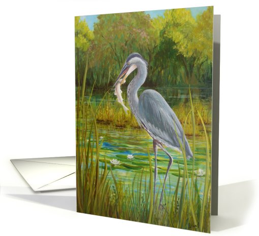 Gray Heron, Gone Fishing Blank card (794224)