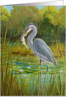 Gray Heron, Gone Fishing Blank Card