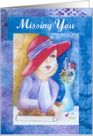 Missing You, Red Hat lady, Friend card