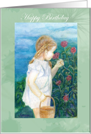 Happy Birthday, Chosen Blossom, Girl with Braided Hair card