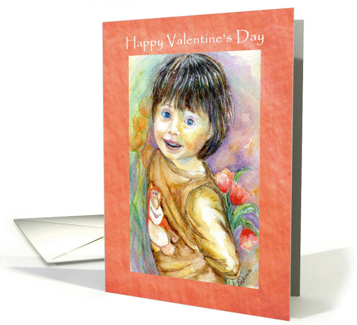 Boy With Flowers, Valentine's Day card (897411)