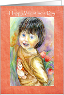 Boy With Flowers, Valentine’s Day card