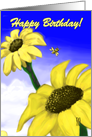 Birthday Sunflower with Flying Bee card