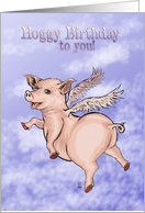 Flying Birthday Pig card