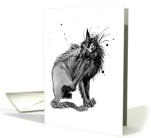 Scratching Cat 'Happy Birthday' card (582651)