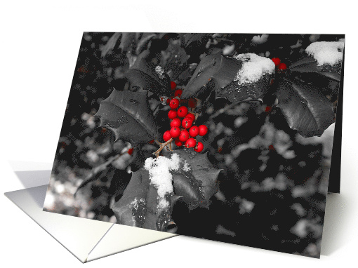 Holiday Holly Berries - Black and White card (641749)