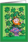 St. Patrick’s Day Lucky Leprechaun with Clovers Cartoon Style card