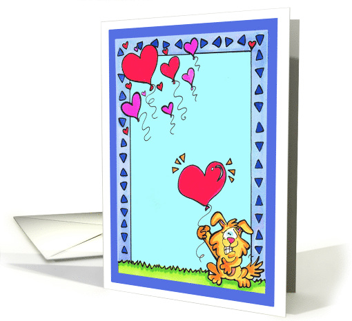 Dog with Heart Balloons card (1511742)