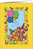 Happy Birthday Cat and Dog Party Hats card