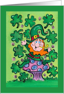 St. Patrick’s Day Lucky Leprechaun with Clovers Cartoon Style card