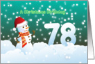 78th Birthday on Christmas - Snowman and Snow card