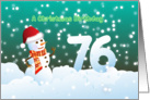 76th Birthday on Christmas - Snowman and Snow card