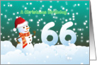 66th Birthday on Christmas - Snowman and Snow card